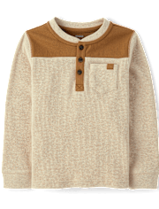 Boys Colorblock Thermal Henley Top - Little Essentials
