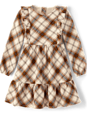 Girls Plaid Tiered Dress - Autumn Adventures