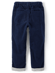 Boys Corduroy Pull On Roll Cuff Pants - Little Essentials