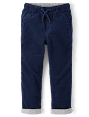 Boys Corduroy Pull On Roll Cuff Pants - Little Essentials
