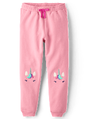 Girls Unicorn Fleece Jogger Pants - Dino Friends