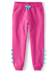 Girls Dino Spike Fleece Jogger Pants - Dino Friends