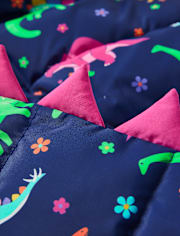 Girls Dino Puffer Jacket - Dino Friends