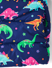Girls Dino Puffer Jacket - Dino Friends