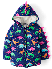 Girls Dino Puffer Jacket - Dino Friends