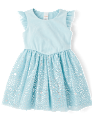 Girls Glitter Star Tutu Dress - Little Snowflake