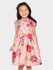 Robe évasée à imprimé floral métallisé pour fille - Tiny Dancer