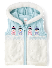 Girls Snowman Sweater Vest - Little Snowflake