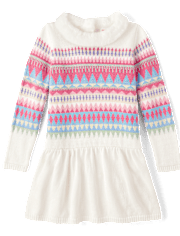Girls Fairisle Sweater Dress - Little Snowflake