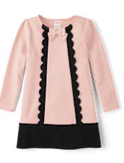 Girls Scalloped Ponte Shift Dress - Lil' Leopard