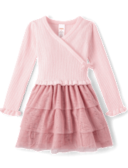 Girls Ruffle Faux Wrap Dress - Tiny Dancer
