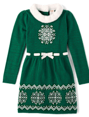 Robe-chandail en jacquard flocon de neige pour fille - Holiday Express