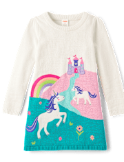 Girls Unicorn Sweater Dress - Dino Friends