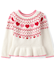 Pull péplum en forme de cœur Fairisle pour fille - Mini Valentine