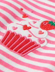 Robe ajustée et évasée à rayures et fraises pour fille - Mini Valentine