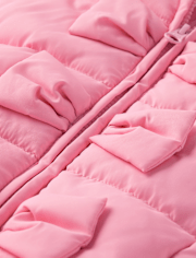 Girls Bow Ruffle Puffer Jacket - Tiny Dancer