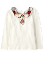 Girls Plaid Collar Top - Holiday Express