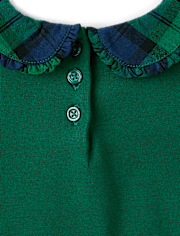 Girls Plaid Collar Top - Holiday Express