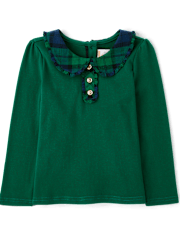 Girls Plaid Collar Top - Holiday Express