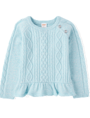 Girls Cable Knit Peplum Sweater - Little Snowflake