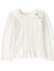 Girls Cable Knit Peplum Sweater - Little Snowflake