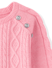 Girls Cable Knit Peplum Sweater - Little Snowflake