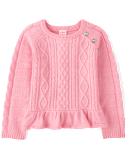 Girls Cable Knit Peplum Sweater - Little Snowflake