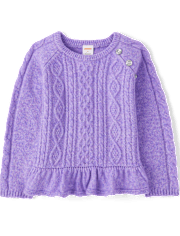 Girls Cable Knit Peplum Sweater - Little Snowflake