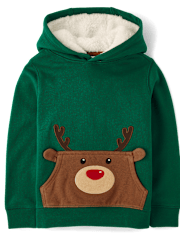 Boys Reindeer Fleece Hoodie - Holiday Express