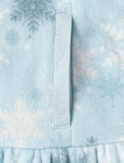 Girls Snowflake Microfleece Half Zip Pullover - Little Essentials
