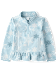 Girls Snowflake Microfleece Half Zip Pullover - Little Essentials