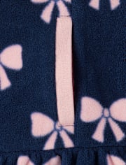 Girls Bow Microfleece Half Zip Pullover - Little Essentials