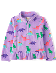 Girls Dino Microfleece Half Zip Pullover - Little Essentials