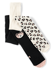 Girls Cat Tights 2-Pack - Lil' Leopard