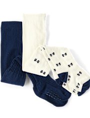 Girls Bow Tights 2-Pack - Coastal Cutie