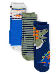 Boys Dino Crew Socks 3-Pack - Dino Friends