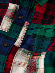 Boys Plaid Madras Flannel Button Up Shirt - Holiday Express