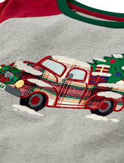 Boys Plaid Truck Raglan Top - Holiday Express