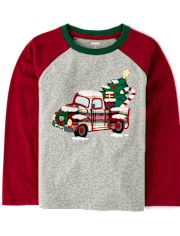 Boys Plaid Truck Raglan Top - Holiday Express