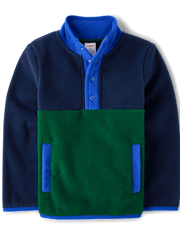 Pull micromolleton demi-bouton à contraste de couleurs pour garçons - Little Essentials