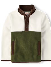 Boys Colorblock Half Button Microfleece Pullover - Little Essentials