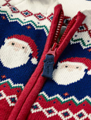 Boys Santa Fairisle Zip Up Sweater - Holiday Express