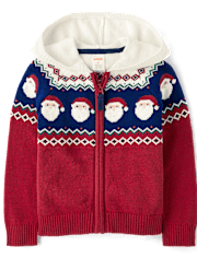 Boys Santa Fairisle Zip Up Sweater - Holiday Express
