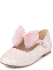 Girls Glitter Bow Ballet Flats - Tiny Dancer