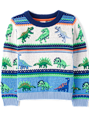 Boys Dino Fairisle Sweater - Dino Friends