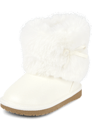 Girls Faux Fur Boots - Little Snowflake