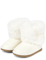 Girls Faux Fur Boots - Little Snowflake
