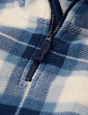 Boys Plaid Microfleece Half Zip Pullover - Little Essentials