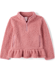 Pull fille Sherpa demi-fermeture à glissière - Little Essentials
