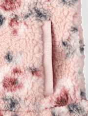 Girls Floral Sherpa Half Zip Pullover - Little Essentials